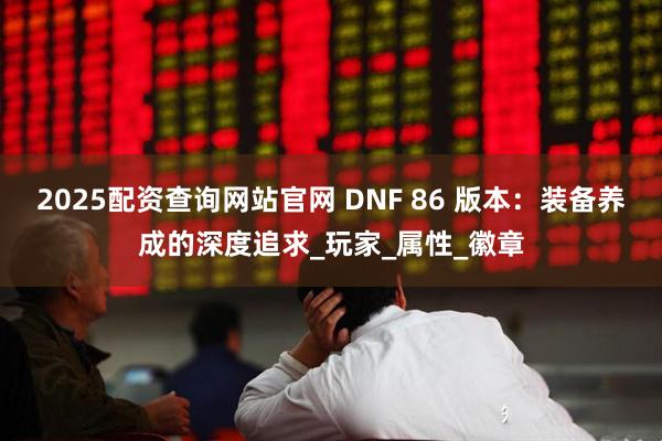 2025配资查询网站官网 DNF 86 版本：装备养成的深度追求_玩家_属性_徽章