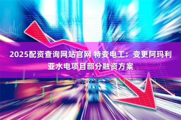 2025配资查询网站官网 特变电工：变更阿玛利亚水电项目部分融资方案